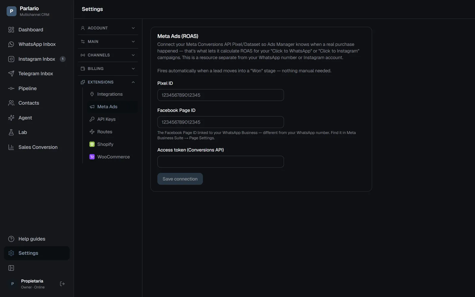 Settings → Meta Ads