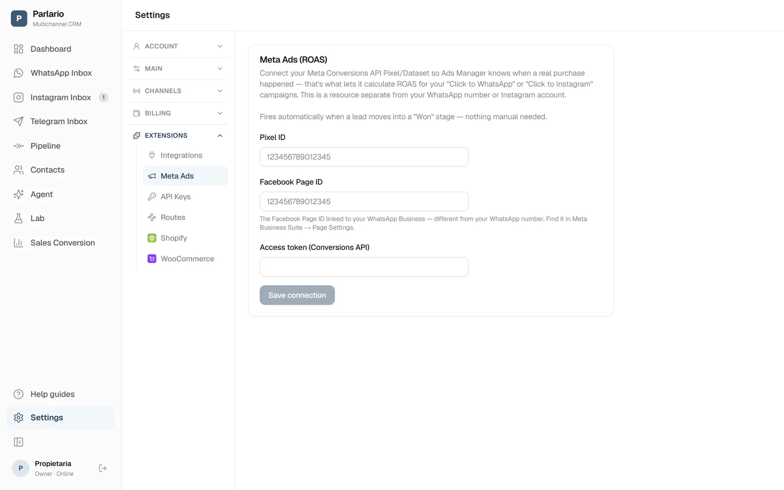 Settings → Meta Ads