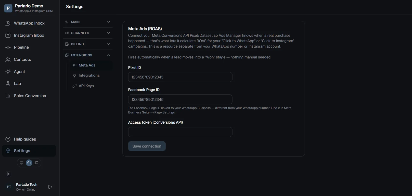 Reporting conversions to Meta to measure ROAS.